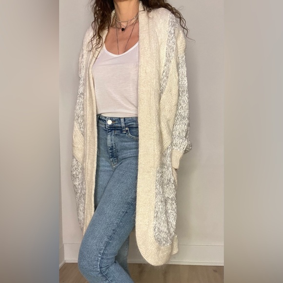 Amazing vintage mohair blend slouchy warm neutral cream coloured open cardigan - Picture 4 of 13